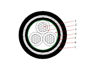 كابلات الجهد المنخفض المعزولة NAYBY من 0.6 إلى 1 ك.ف                     0.6/1 kV NAYBY Cable (AL/PVC/STA/PVC)