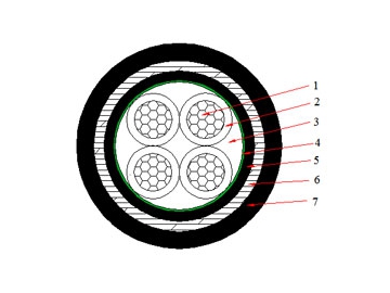 كابلات الجهد المنخفض المعزولة NAYBY من 0.6 إلى 1 ك.ف                     0.6/1 kV NAYBY Cable (AL/PVC/STA/PVC)