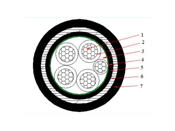 كابلات الجهد المنخفض المعزولة NAYBY من 0.6 إلى 1 ك.ف                     0.6/1 kV NAYBY Cable (AL/PVC/STA/PVC)