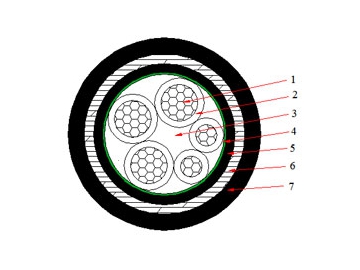 كابلات الجهد المنخفض المعزولة NAYBY من 0.6 إلى 1 ك.ف                     0.6/1 kV NAYBY Cable (AL/PVC/STA/PVC)