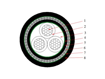 كابلات الجهد المنخفض المعزولة NAYRY من 0.6 إلى 1 ك.ف                    0.6/1 kV NAYRY Cable (AL/PVC/SWA/PVC)