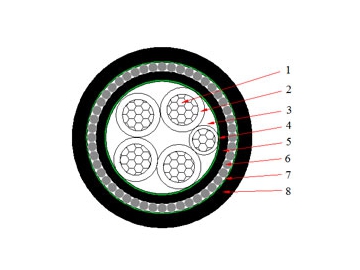 كابلات الجهد المنخفض المعزولة NAYRY من 0.6 إلى 1 ك.ف                    0.6/1 kV NAYRY Cable (AL/PVC/SWA/PVC)