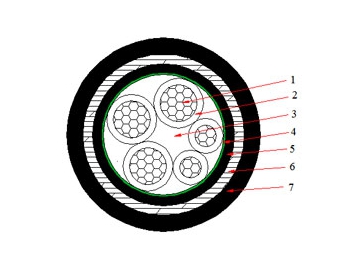 كابلات الجهد المنخفض المعزولة  NYBYمن 0.6 إلى 1 ك.ف                     0.6/1 kV NYBY Cable(CU/PVC/STA/PVC)