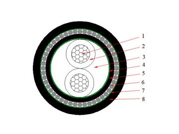 كابلات الجهد المنخفض المعزولة NYRY من 0.6 إلى 1 ك.ف                     0.6/1 kV NYRY Cable(CU/PVC/SWA/PVC)