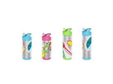 مطرة ماء ستانلس ستيل مع شفاطة شرب للأطفال  Stainless Steel Water Bottle with Flip Straw for Kids