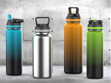 قارورة ماء حافظة للحرارة من فولاذ مقاوم للصدأ بطبقة مزدوجة مع شاليمو  Stainless Steel Vacuum Insulated Double Wall Bottle with Straw