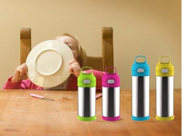 مطرة ماء ستانلس ستيل للأطفال مع مقبض وشفاطة  Stainless Steel Water Bottle for Kids with Straw and Handle