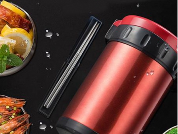 وعاء طعام حافظ للحرارة ستانلس ستيل مع غطاء قابل للحمل  Stainless Steel Vacuum Food Flask with Portable Handle