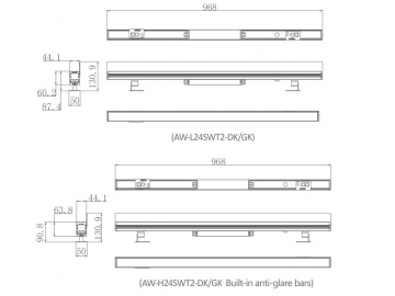 مصباح LED  بتأثير غسل الجدار موديل AW-L24SWT2-DK-GK  LED Wall Washer Light