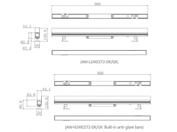 مصباح LED  بتأثير غسل الجدار موديل AW-L24XCET2-DK-GK  LED Wall Washer Light