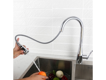 خلاط مجلى سحاب SW-KF001                     Single hole pull down kitchen faucet