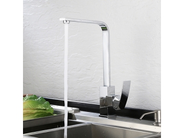 خلاط مطبخ طويل بمظهر الكروم المصقول SW-KF006                     Single handle kitchen faucet in chrome polished