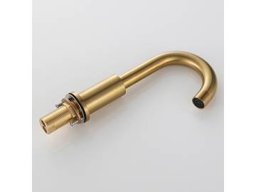 خلاط مغسلة بمظهر ذهبي مصقول ثلاث قطع SW-BFL002                     Brushed gold 3 holes widespread basin faucet