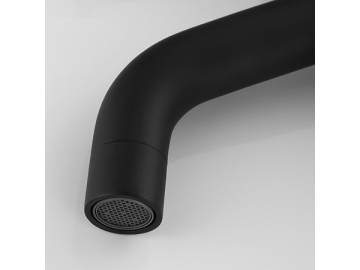خلاط مغسلة بفوهة مقوسة ومظهر أسود مطفي SW-BFS014                     Swan handle matte black basin faucet