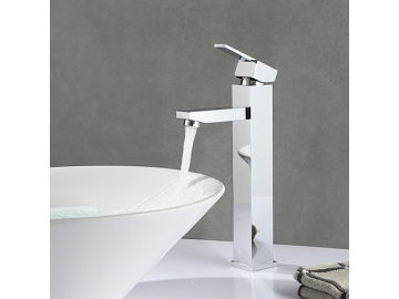 خلاط مغسلة طويل بمظهر الكروم المصقول SW-BFS001(2)                     Tall vessel sink basin faucet in chrome polished finish