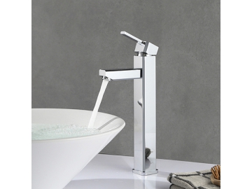 خلاط مغسلة طويل بمظهر الكروم المصقول SW-BFS002(2)                     Tall vessel sink basin faucet in chrome polished finish