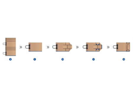 ماكينة تصنيع الأكياس الورقية J-cut ذات التغذية بالأسطوانة بمقابض مفتولة ومسطحة قابلة للطي العلوي ماكينة تصنيع الأكياس الورقية J-cut ذات التغذية بالأسطوانة بمقابض مفتولة ومسطحة قابلة للطي العلوي