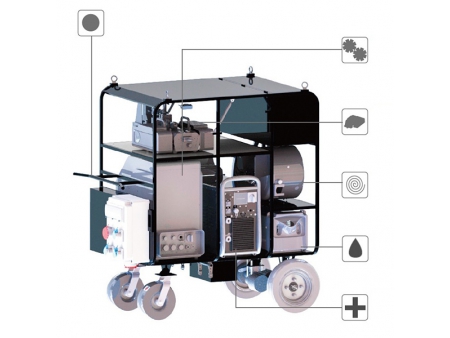 روبوت لحام مجنزر لكل أوضاع اللحام بتوجيه وتتبع ذاتي  Trackless Unguided All-position Crawling Welding Robot