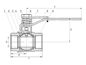 محبس كرة استانلس ستيل 316 بمقبض ذو نابض  316 Stainless Steel Spring Handle Ball Valve