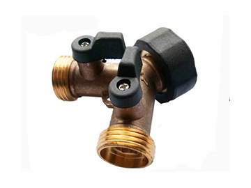 صمام قفل نحاسي مزدوج على شكل Y / وصلة خرطوم على شكل Y  2-Way Y-Brass Dual Shut-Off Valve / Y Hose Connector