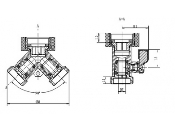 صمام قفل نحاسي مزدوج على شكل Y / وصلة خرطوم على شكل Y  2-Way Y-Brass Dual Shut-Off Valve / Y Hose Connector