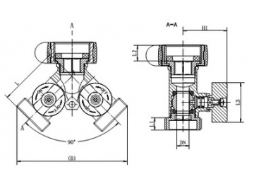 صمام قفل نحاسي مزدوج على شكل Y / وصلة خرطوم على شكل Y  2-Way Y-Brass Dual Shut-Off Valve / Y Hose Connector