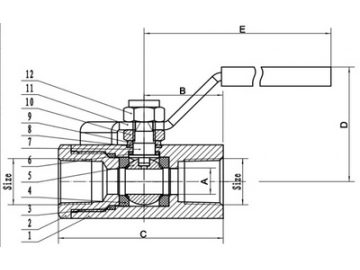 صمام كرة من الفولاذ الكربوني سداسي الشكل  Carbon Steel Ball Valve, with Hex Body