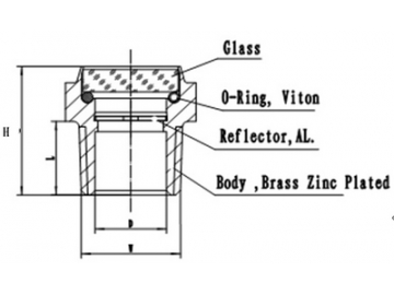 زجاجة بيان الضغط المنخفض مدمجة في طبة مقلوظة مطلية بالزنك  Low Pressure Zinc Plated Brass Sight Glass