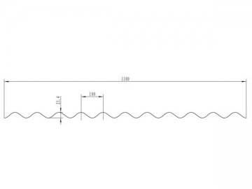 صفائح التسقيف UPVC <small>(صفيحة السقف المموجة 1100mm)</small>