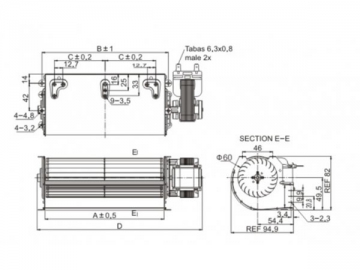 مروحة التدفق العرضي AC 60